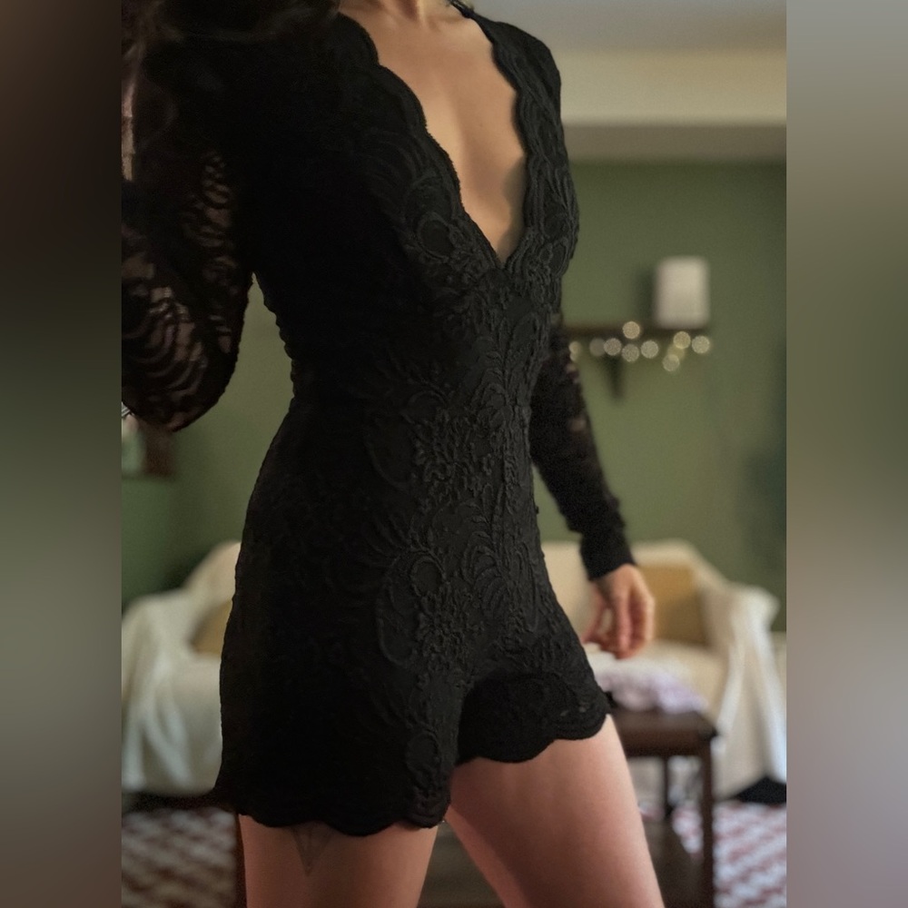 Petite dressy lace romper